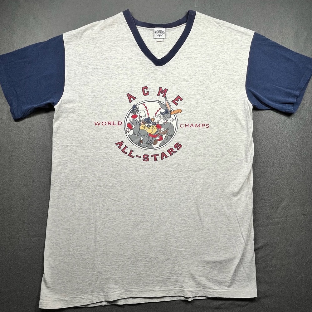 ACME Clothing Looney Tunes‎ All-Stars Baseball T-Shirt V-Neck Fits All